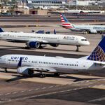 Airline Giants FUME at Congress Over Shutdown Three commercial airplanes on an airport runway