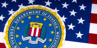 FBI seal on American flag background