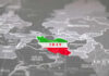 Map highlighting Iran with its national colors