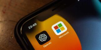 Close-up of smartphone screen displaying OpenAI and Microsoft app icons