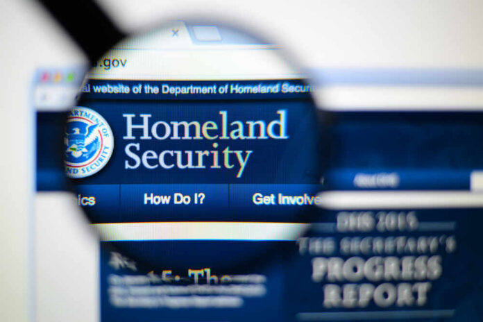 Close-up view of the Homeland Security website displayed on a computer screen