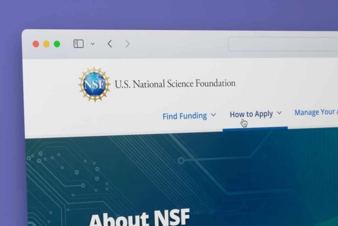 Screenshot of the U.S. National Science Foundation website showing navigation options