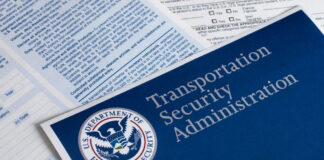 Transportation Security Administration brochure with forms and DHS seal.