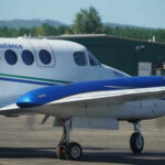 Air ambulance airplane on a runway ready for takeoff