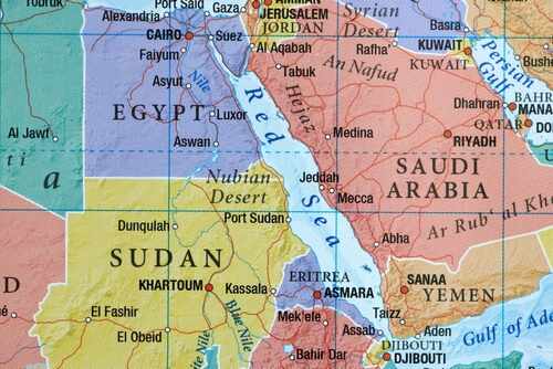Map showing Egypt and Sudan with labeled cities and regions