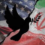 Cash Or Compliance: Trump Draws Blood Red Line A dove with an olive branch overlaid on the flags of the United States and Iran