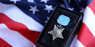 Medal of Honor on American flag background