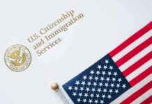 U.S. Citizenship and Immigration Services document with American flag
