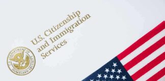 U.S. Citizenship and Immigration Services document with American flag