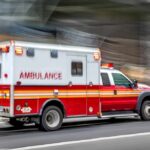 New Jersey Crash Leaves Baby Dead Ambulance speeding down a city street with lights flashing