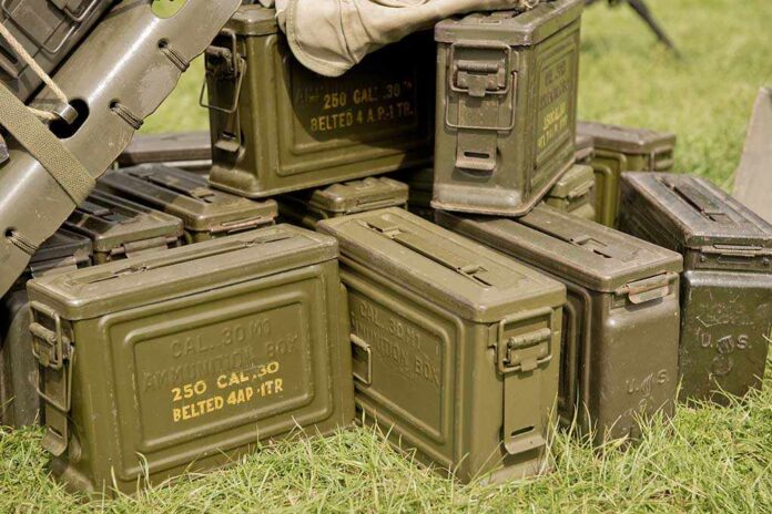 Ww2,Ammo,Boxes Stack of green military ammunition boxes on grass