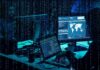 AI Agents Hit Government Sites cybersecurity analysts at workstations with code and world map on screens