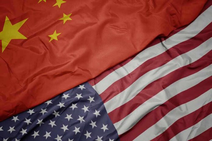 China and United States flags overlapping