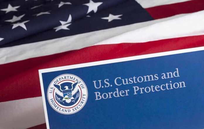 U.S. Customs and Border Protection document on American flag