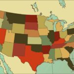 Color-coded map of the United States showing different states