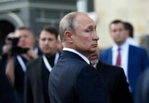 Diesel Shock: Trump Bets On Putin Vladimir Putin in a dark suit looking over his shoulder amid a crowd